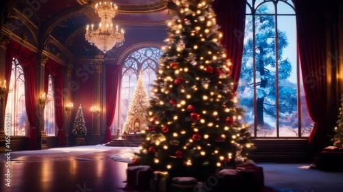 Wallpaper Mural Elegant Christmas Celebration in a Grand Ballroom with Christmas Trees and Festive Decor Torontodigital.ca