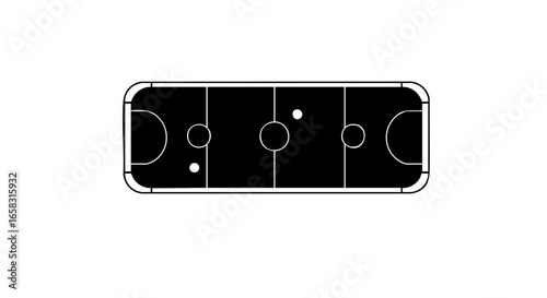 Top-down view of a hockey rink, perfect for illustrating the game's layout.