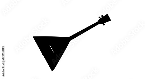 A silhouette of a Balalaika against a light background.