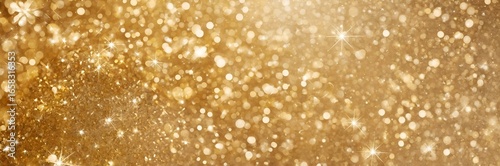 Dazzling gold sparkle background with bright bokeh lights, perfect for festive celebrations, parties, and holiday decorations, creating a luxurious and radiant atmosphere.