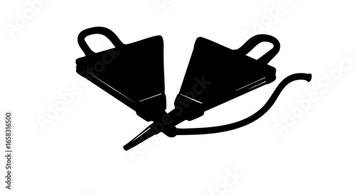 Two sleek cowbells crossed, evoking rhythm and celebration.