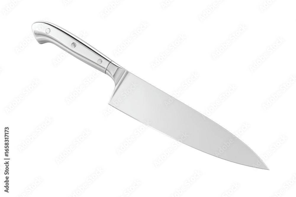 Fototapeta premium A silver knife is shown in a white background