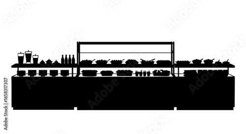 A Silhouette of a Food Buffet Display