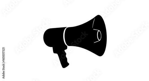 A simple silhouette of a megaphone, conveying announcements or important news.