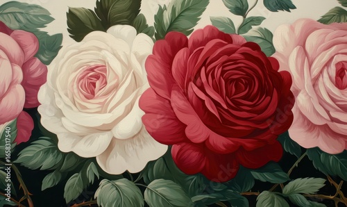 Exquisite Roses in Vibrant Colors with Lush Green Leaves