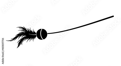 A cat toy with feather and sphere, isolated on a clean background.