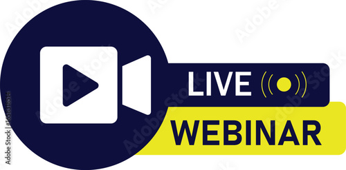 Live Webinar badge or icon with a play button and camera symbol.