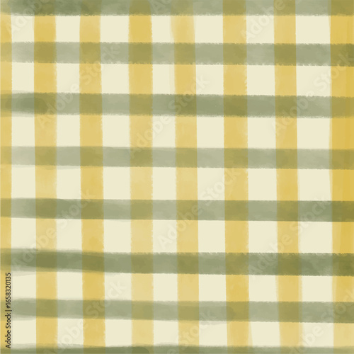 Hand Drawn Yellow Green Plaid Background