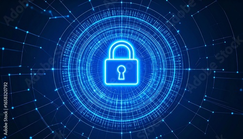 Wallpaper Mural Futuristic blue lock symbolizing digital security and encryption techn Torontodigital.ca