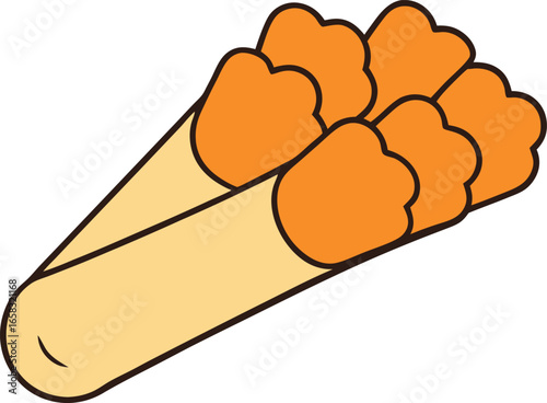 Delicious Cartoon Illustration of Golden Fried Chicken Drumettes in a Cone