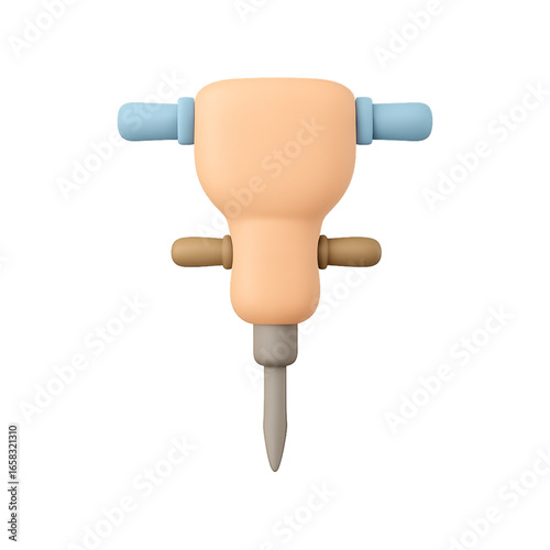 Cartoon jackhammer tool isolated on transparent background