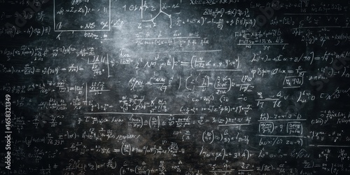 Black Chalkboard Filled with Complex Mathematical Equations and Formulas