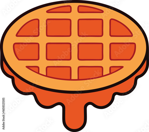 Delicious Waffle with Dripping Syrup - A Sweet Treat Icon
