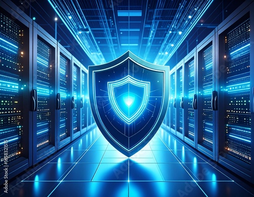 Wallpaper Mural Digital shield symbolizing cybersecurity in modern data center Torontodigital.ca