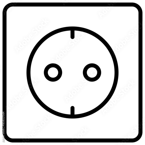 Power Socket Outline Icon Design Vector - Wall socket with plug holes representing electricity access and energy supply