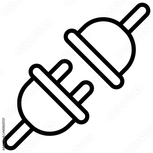 Disconnected Plug Outline Icon Design Vector - Two plugs disconnected or connecting together representing electricity connection and power supply