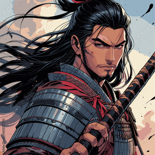 vector image of male samurai