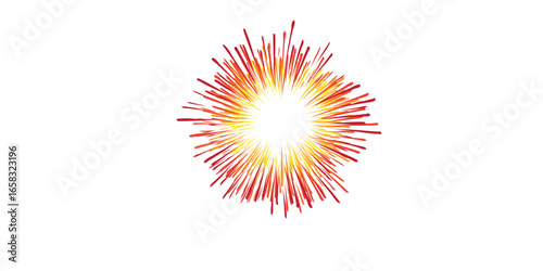 Vibrant Stylized Firework Burst with Radiant Orange and Red Rays.