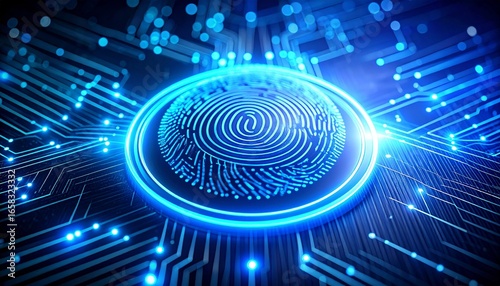 Wallpaper Mural Futuristic glowing fingerprint on a digital circuit background image Torontodigital.ca