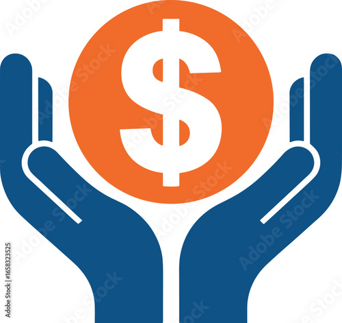 Hands holding dollar sign icon representing finance and savings