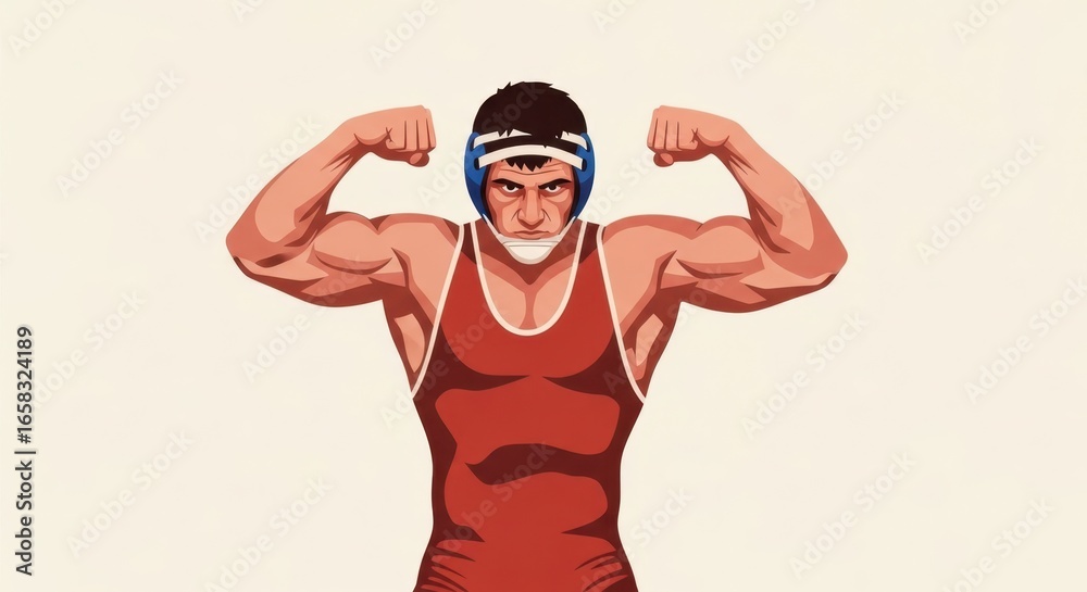 Naklejka premium Strong Muscular Man Bodybuilder Illustration