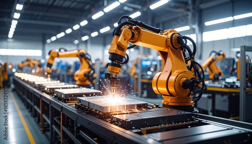 Wallpaper Mural Advanced industrial robot working on a manufacturing assembly line Torontodigital.ca