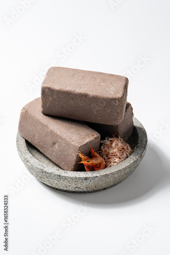 Traditional Indonesian Shrimp Paste Terasi on Mortal Stone