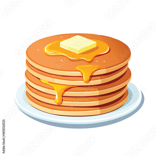 Honey Drizzled Pancake Stack with Butter - AI Generated