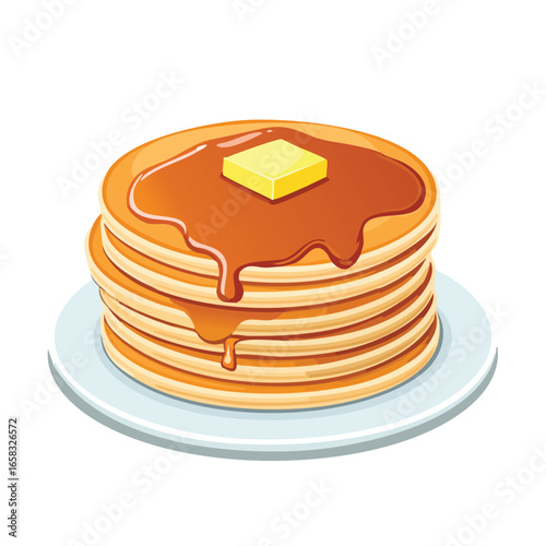 Pancakes with Melting Butter and Maple Syrup - AI Generated