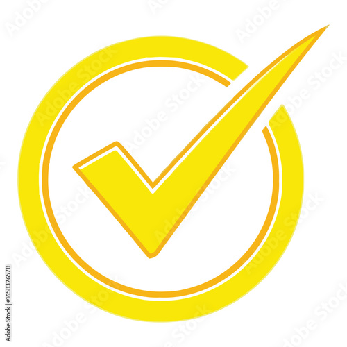 Bright yellow check mark inside a circular outline