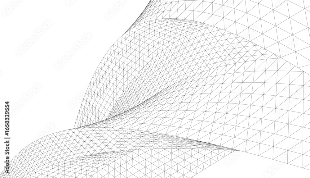 Naklejka premium Abstract linear architecture vector 3d background