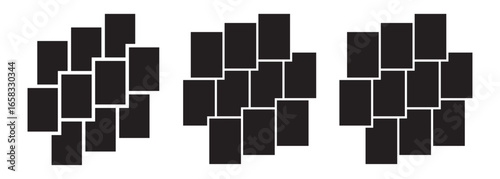 Abstract color block photo frames geometric template collage backgrounds. Abstract stereoscopic gray geometric pattern photo frames template collage. 