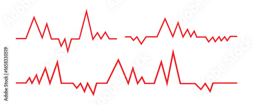 Heart Pulse Icons - Graphic Icon Series. heart pulse icon. Vector electrocardiogram and heart pattern. Red heartbeat line icon Pulse Rate Monitor.