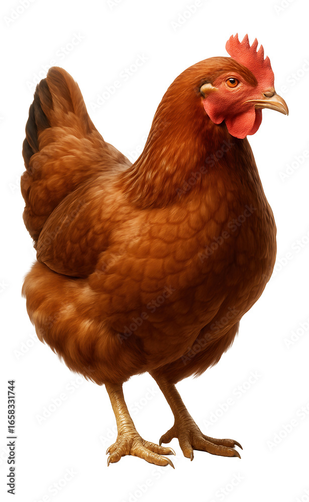 Fototapeta premium Brown chicken hen standing.
