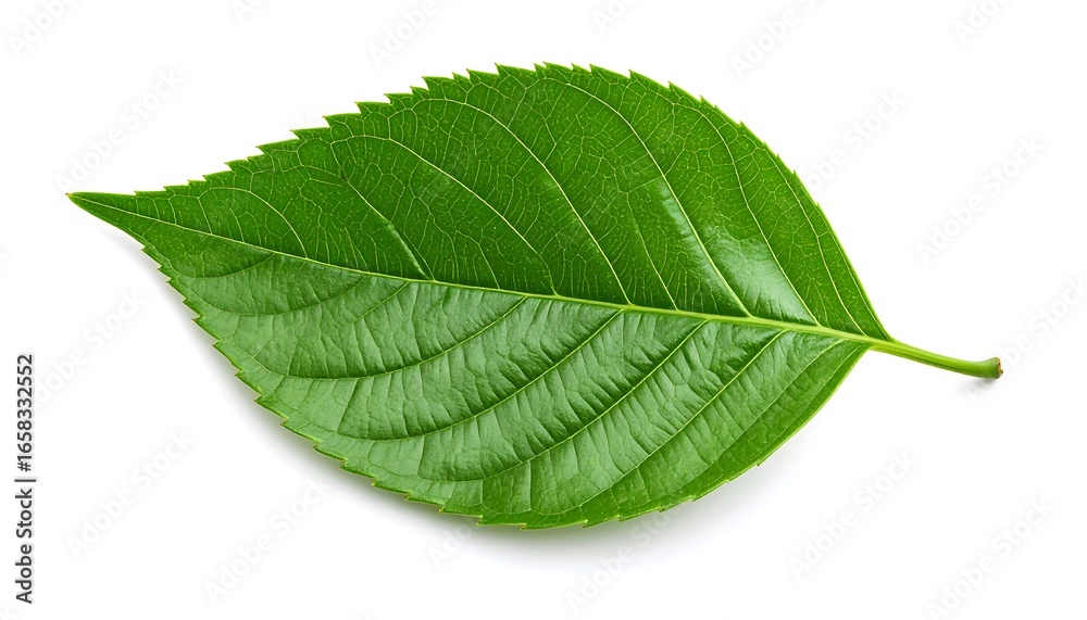 Obraz premium Vibrant green leaf, isolated on white