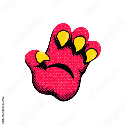 Halloween for office party, Red monster paw with yellow claws in cartoon style perfect for halloween office party decoration or costume design