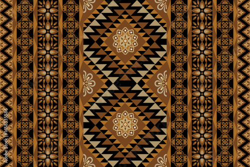 thai style art Seamless Ikat ethnic patterns in horizontal stripes, perfect for textile, fashion design, fabric printing, and home decor. Inspired by traditional weaving with modern color twist Ideal 