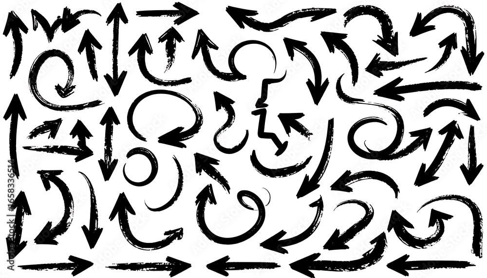 Naklejka premium Collection of various hand-drawn arrows.