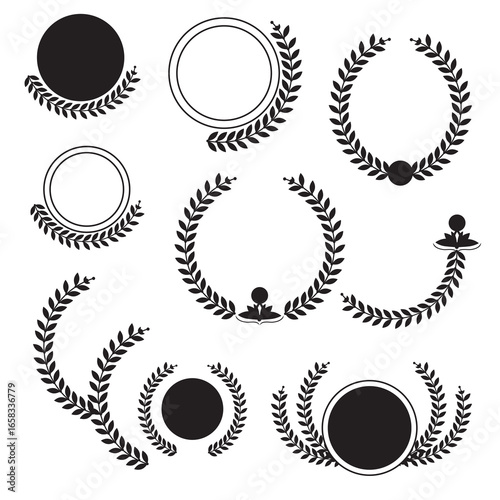 Set of black wreath icons