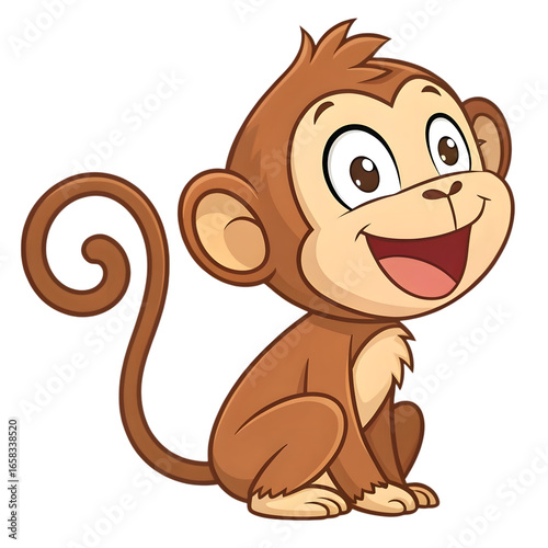 Adorable cartoon monkey with a big smile.  monkey cartoon image.
