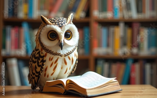 Wallpaper Mural Wise owl celebrates world philosophy day with books and learning. High quality Torontodigital.ca