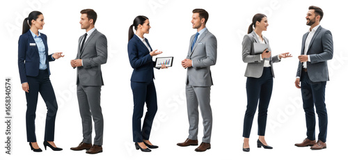 Group of business people talking together isolated on white or transparent background