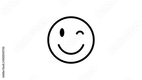 Winking smileys animation. Emotional rating Winking faces set. Winking emoji vector video. Outline Colorful smileys winking experience icon animation