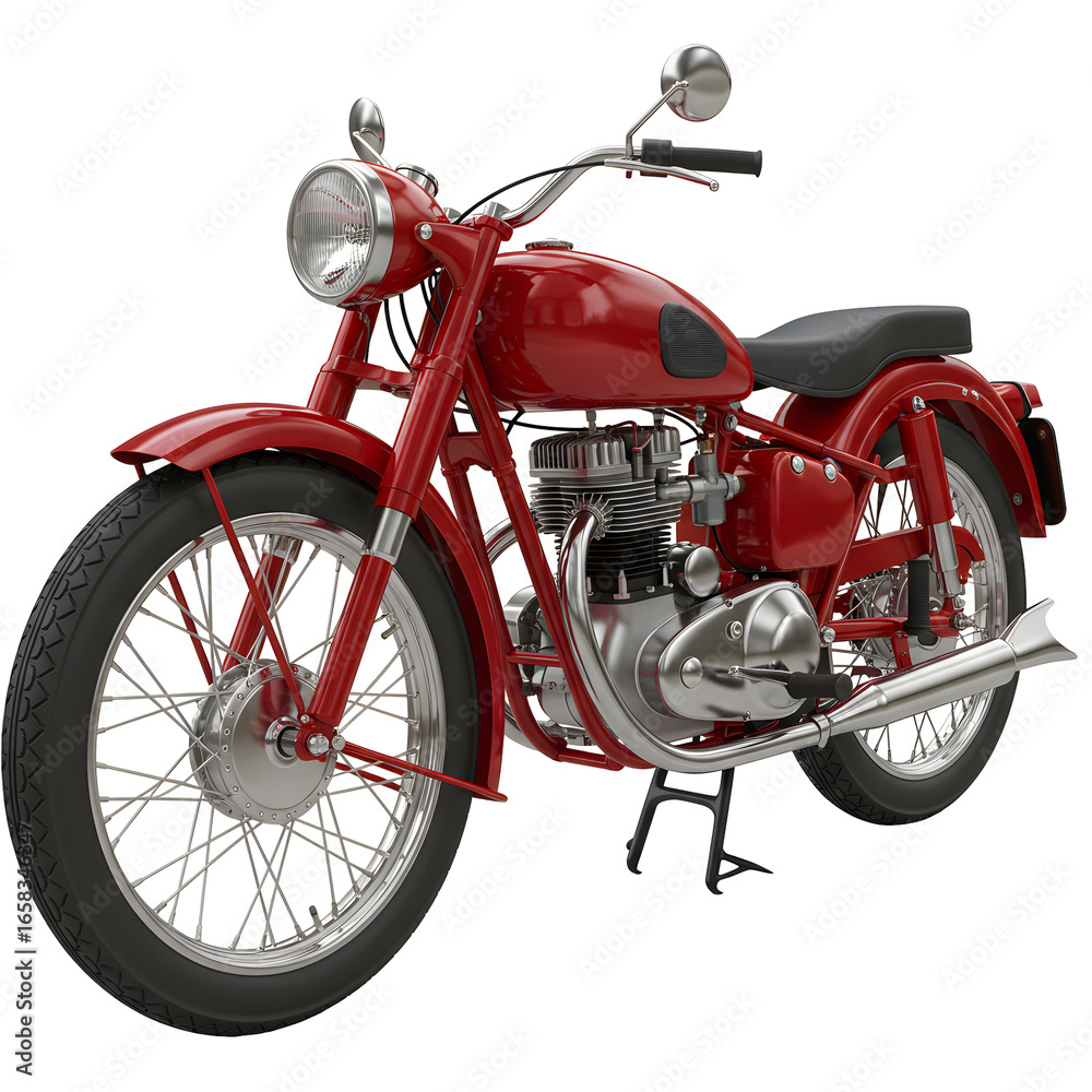 Fototapeta premium Red Motorcycle Front View Isolated Against Transparent Background Studio Shot