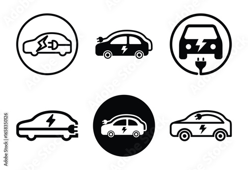Electric Vehicle Symbol Set A Green and Eco Friendly Transportation Option for the Future