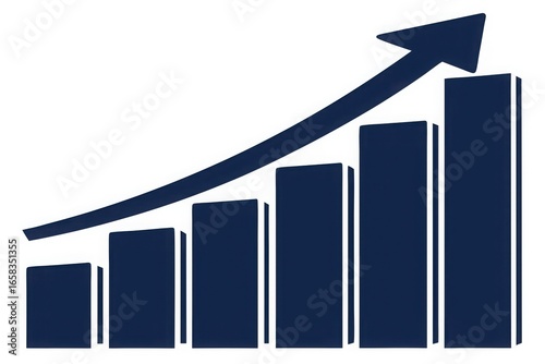 Upward trend arrow over growing bar chart