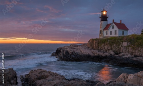 Wallpaper Mural Lighthouse at dawn, tranquil seascape Torontodigital.ca
