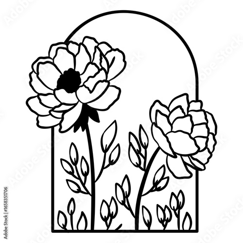 Elegant floral arch with blooming peonies