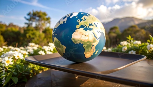 Earth on a tray, nature background
