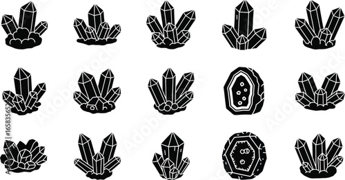 Assorted crystal gem stone glyphs for mystical designs